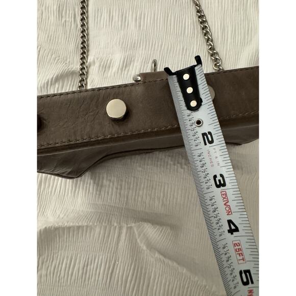 Rebecca Minkoff Mini MAC Leather Crossbody Bag Taupe Silver Hardware - Picture 12 of 14